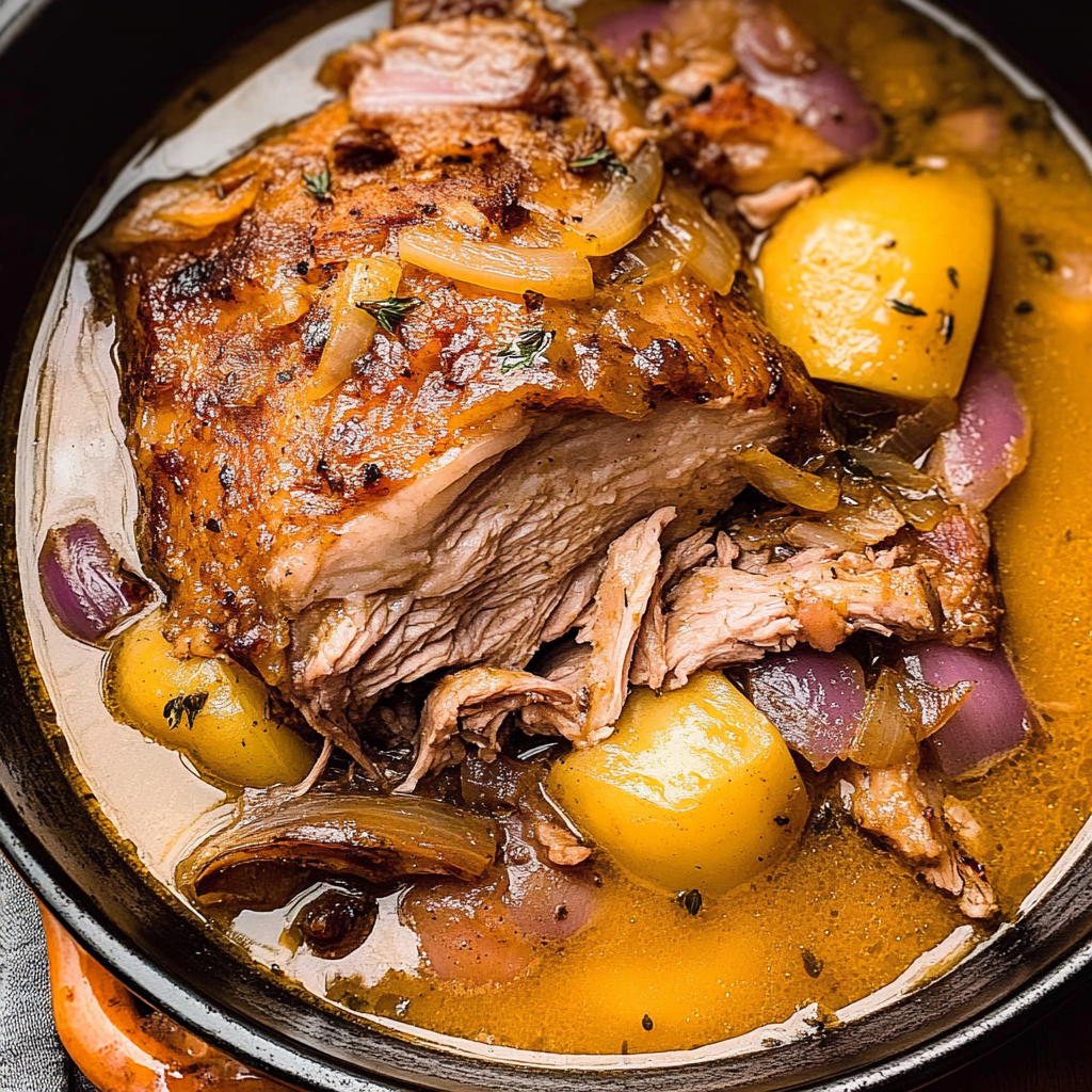 Recipe preparation for Apple Cider Braised Pork Shoulder