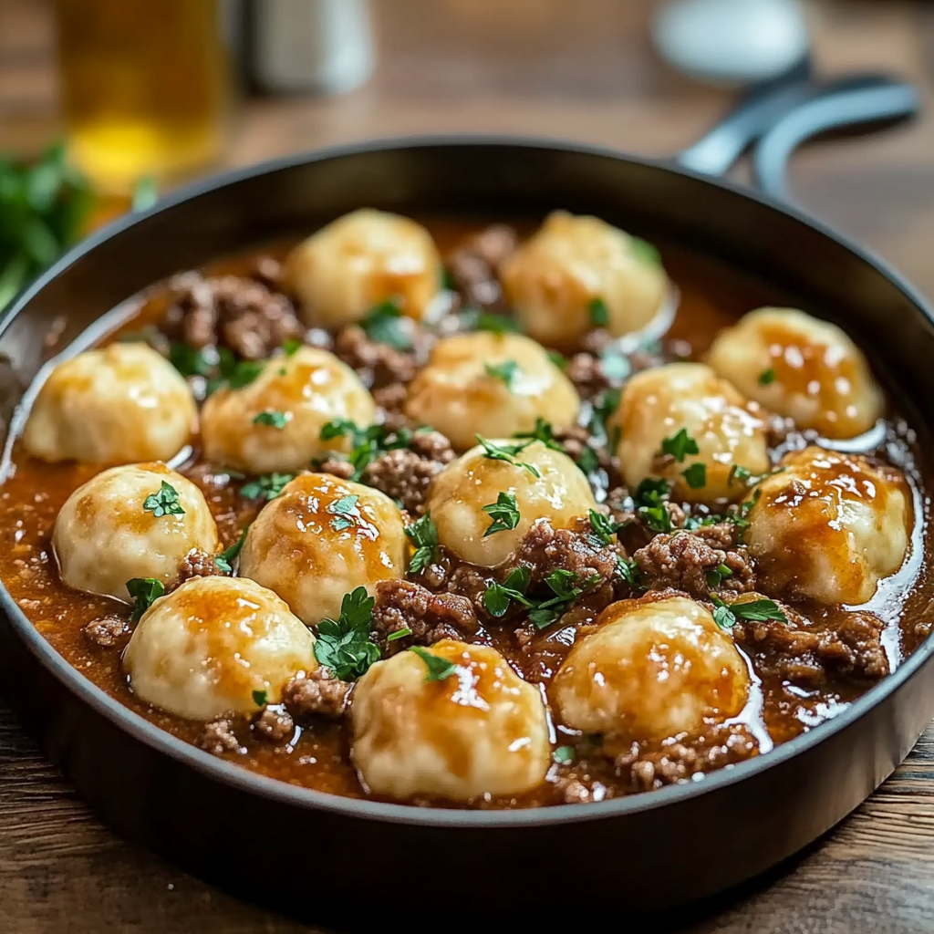 Recipe preparation for Ground Beef and Dumplings