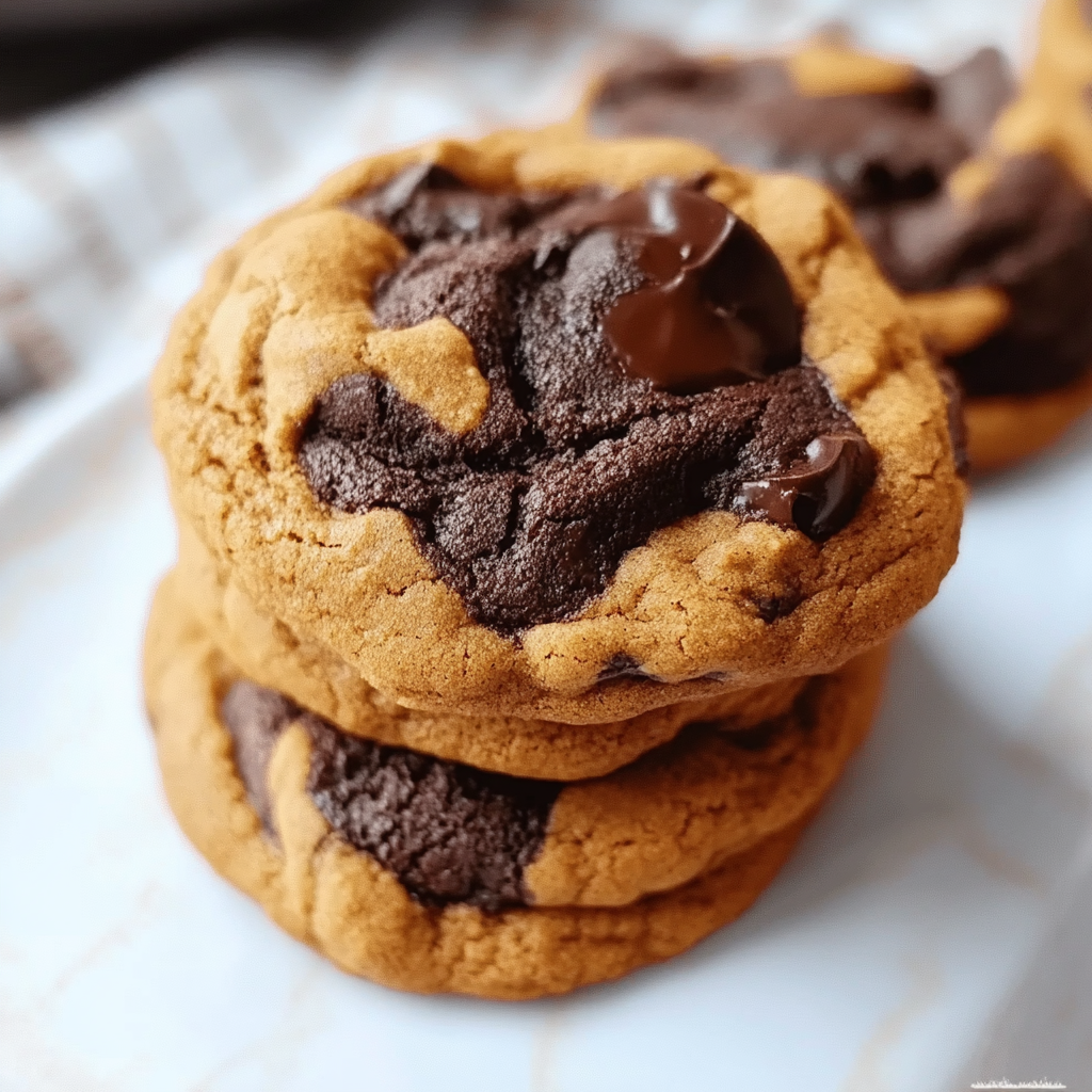 Recipe preparation for Double Chocolate Pumpkin Swirl Cookies