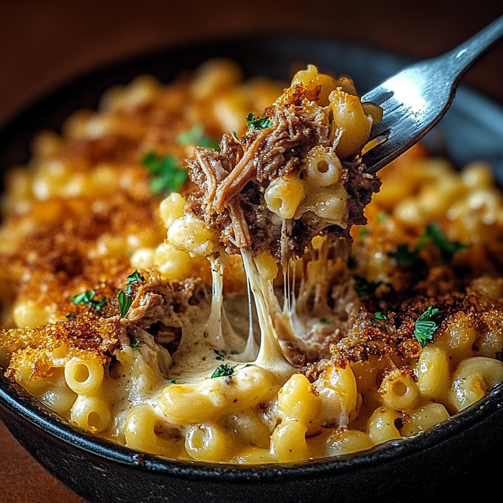 Recipe preparation for Pulled Pork Mac and Cheese