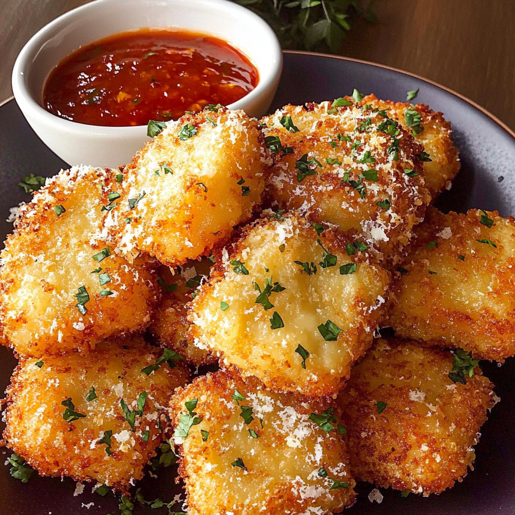 Recipe preparation for Fried Ravioli Crispy Cheese Bites