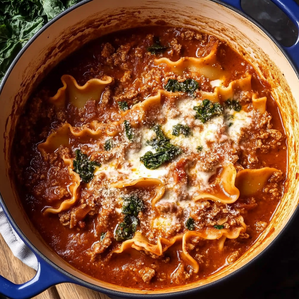 Recipe preparation for One Pot Lasagna Soup