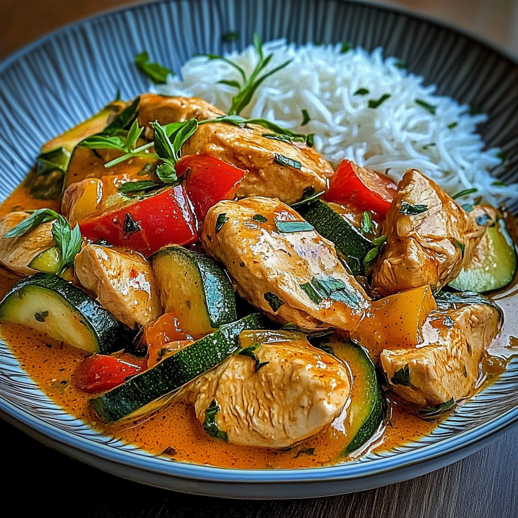 Recipe preparation for Paprika Zucchini Chicken