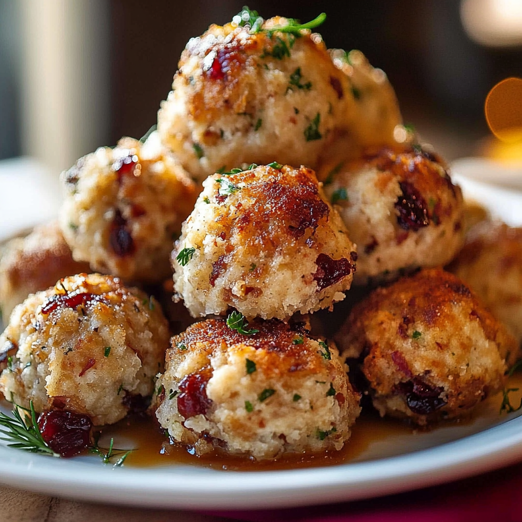 Recipe preparation for Cranberry Turkey Stuffing Balls
