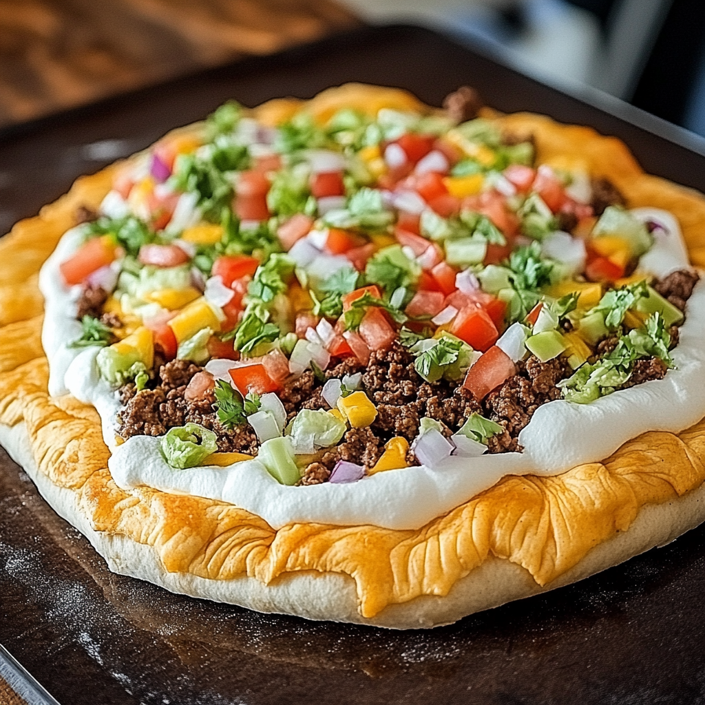 Recipe preparation for Taco Pizza Appetizer
