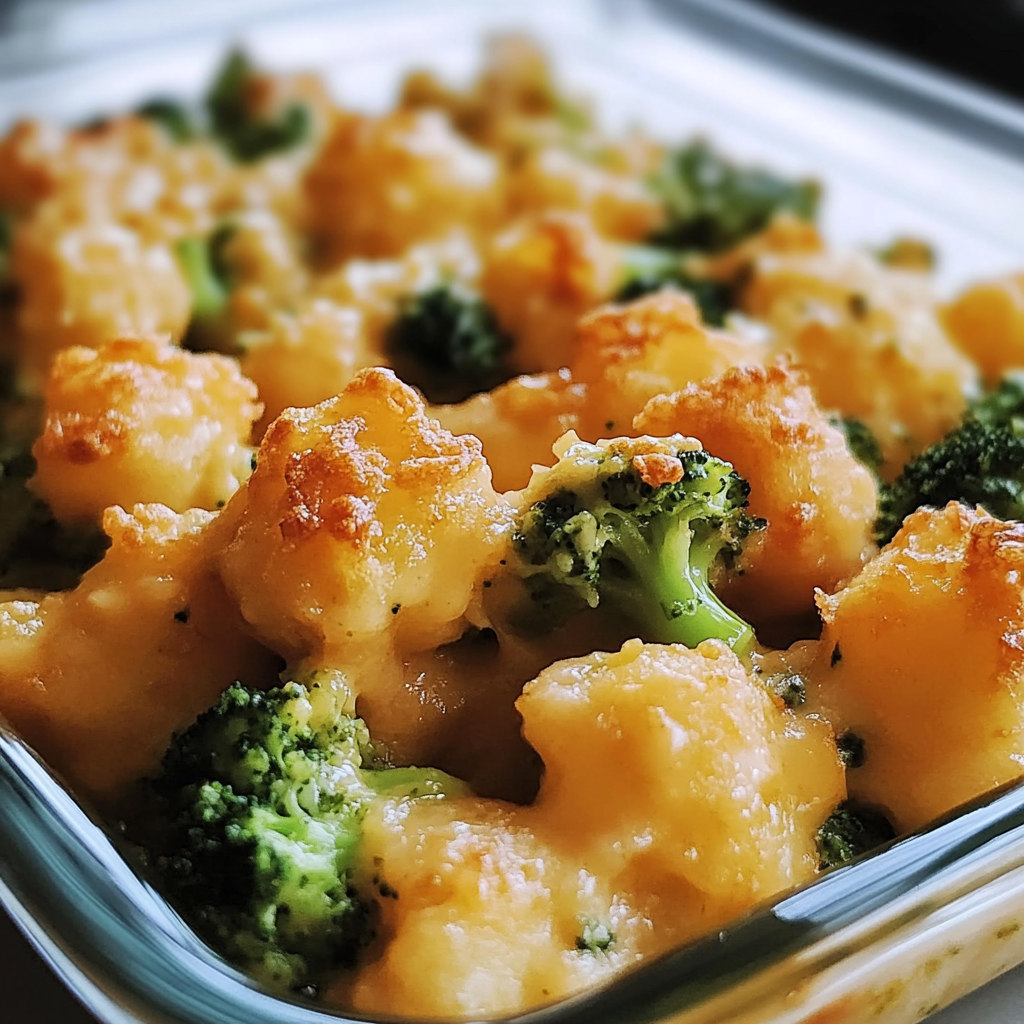 Recipe preparation for Cheesy Broccoli Tater Tot Bake