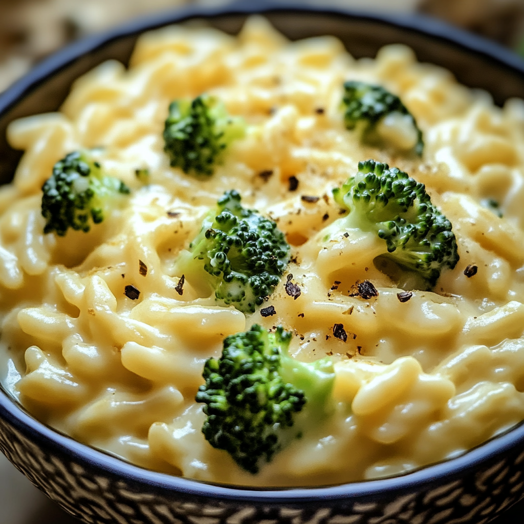 Recipe preparation for Creamy One-Pot Broccoli Cheddar Orzo