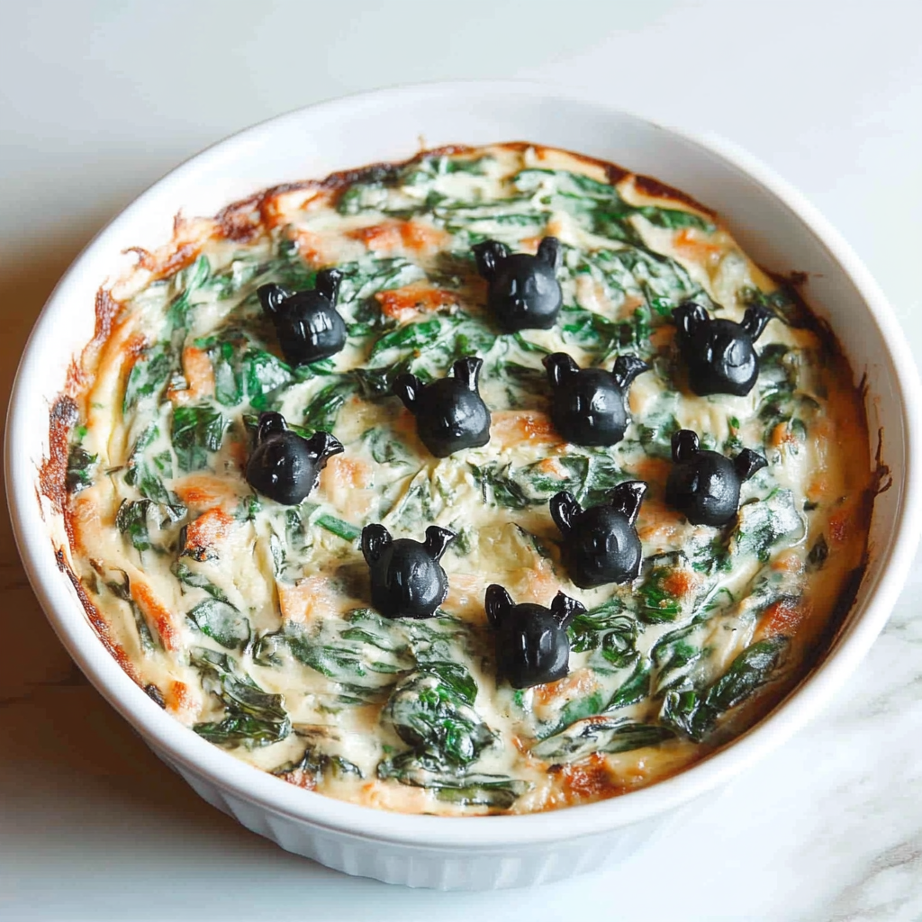 Recipe preparation for Halloween Spinach Dip
