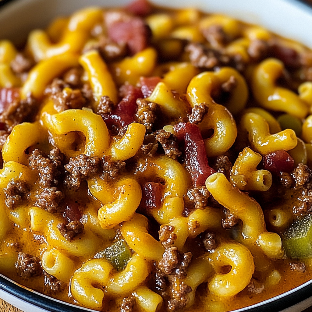 Recipe preparation for One Pot Cheeseburger Macaroni