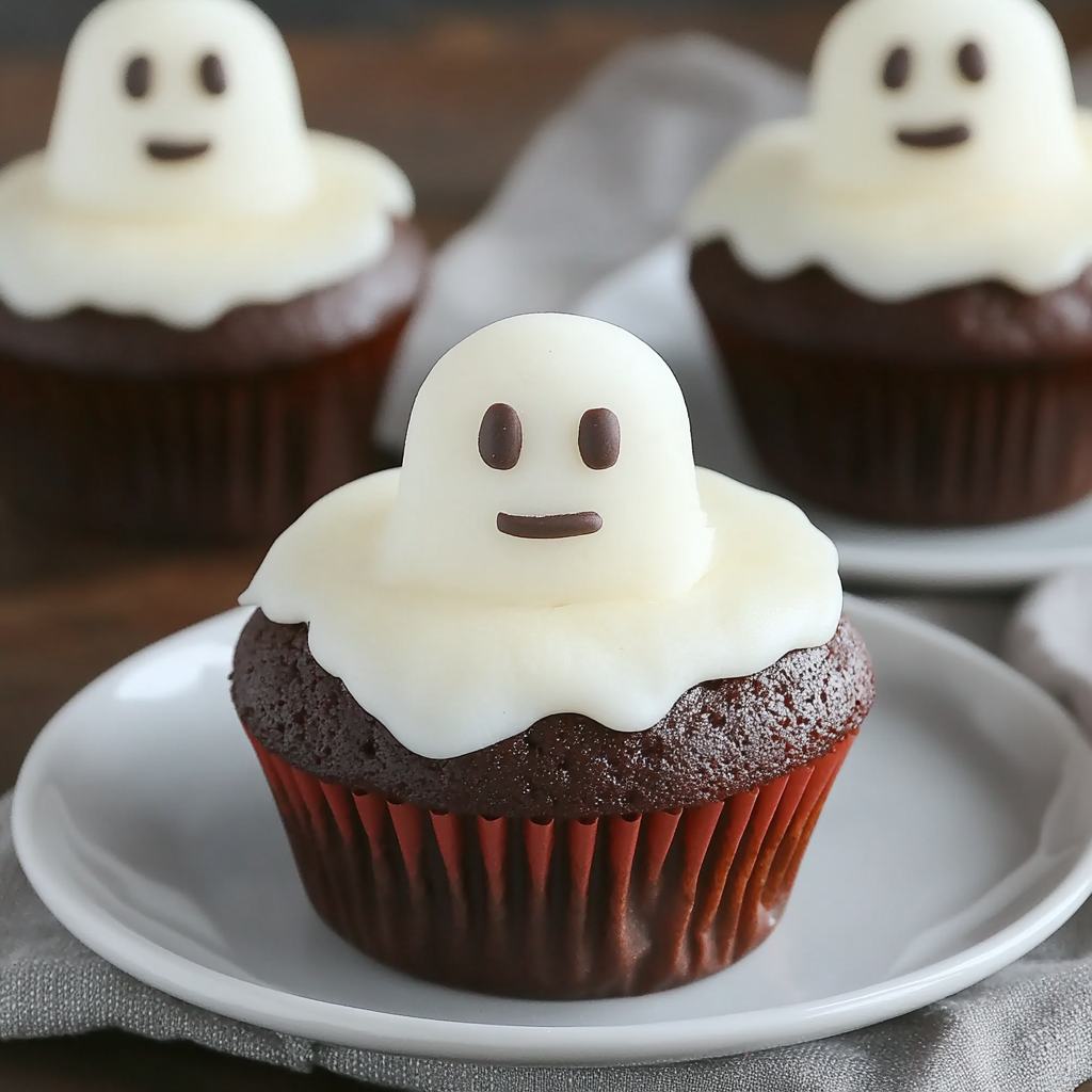 Recipe preparation for Ghost Cupcakes with Marshmallow