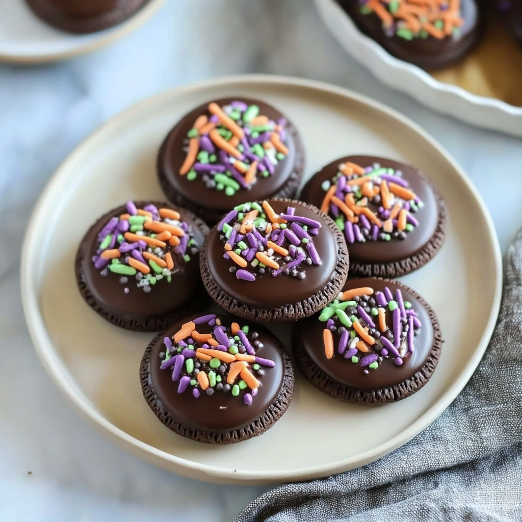 Recipe preparation for Tasty Oreo Witch Hat Cookies