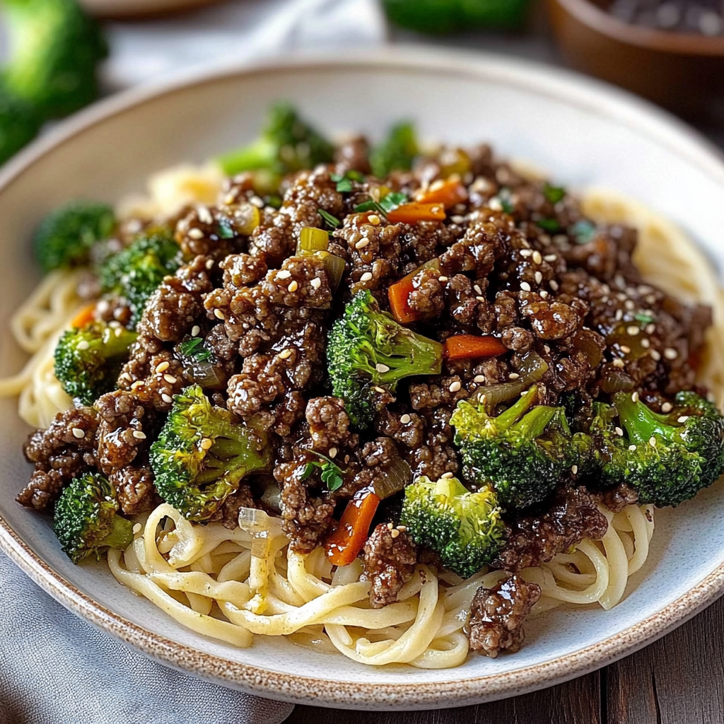 Recipe preparation for Ground Beef Broccoli