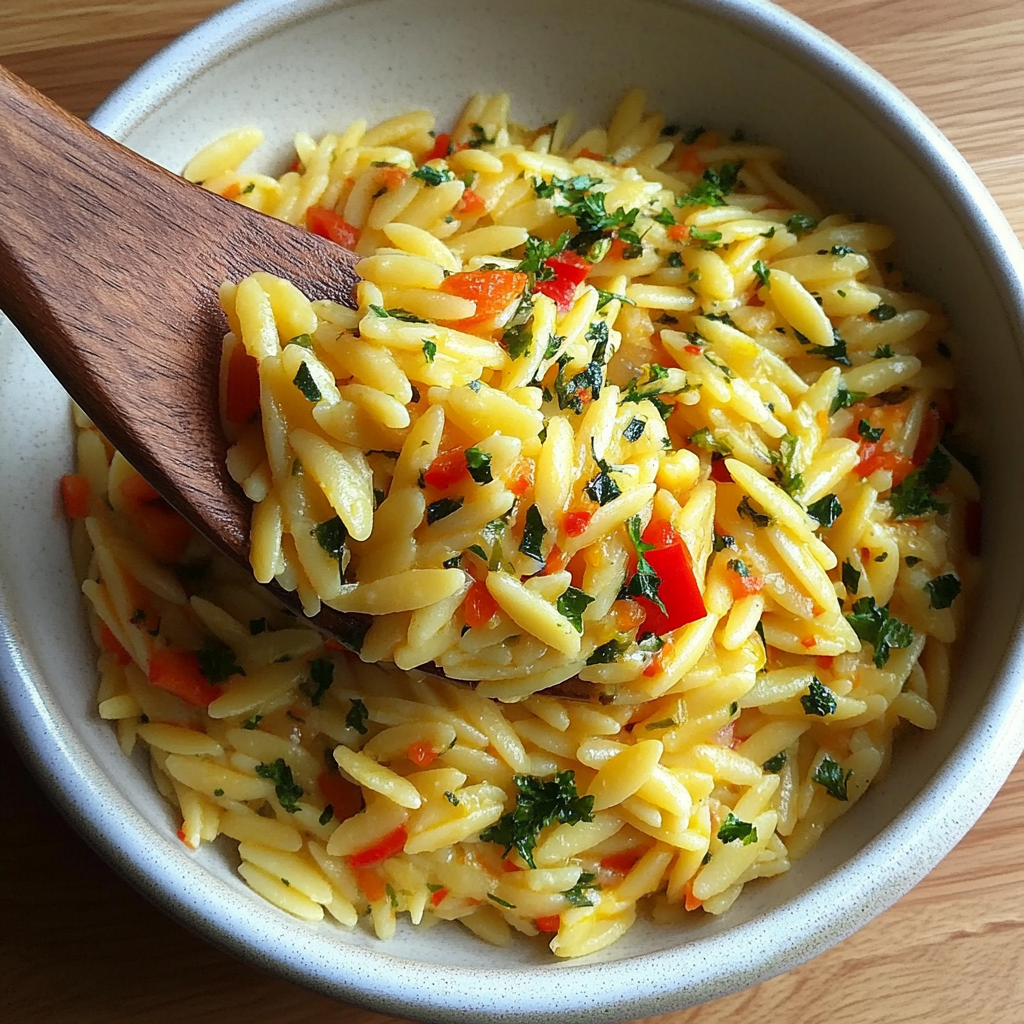 Recipe preparation for Veggie Orzo