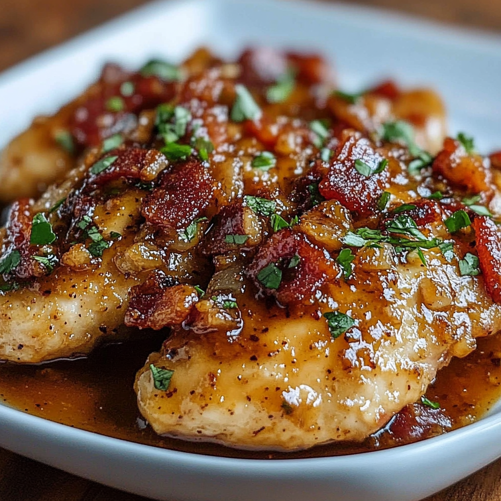 Recipe preparation for Succulent Honey Garlic Bacon Chicken