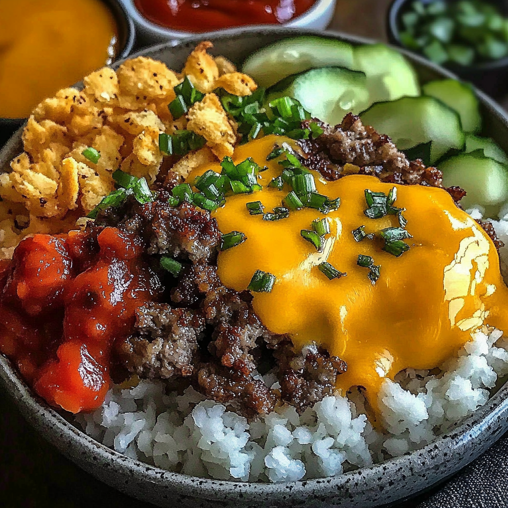 Recipe preparation for High-Protein Cheeseburger Bowls