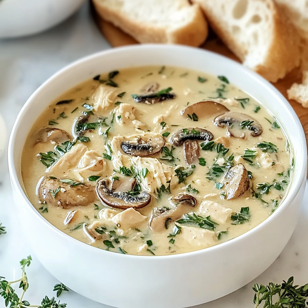 Recipe preparation for Rotisserie Chicken and Mushroom Soup