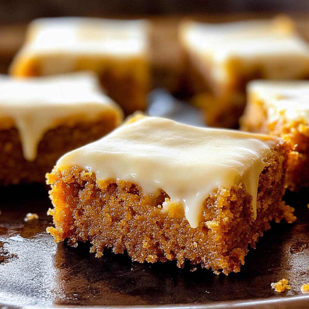 Recipe preparation for Old-Fashioned Pumpkin Bars Cream Cheese
