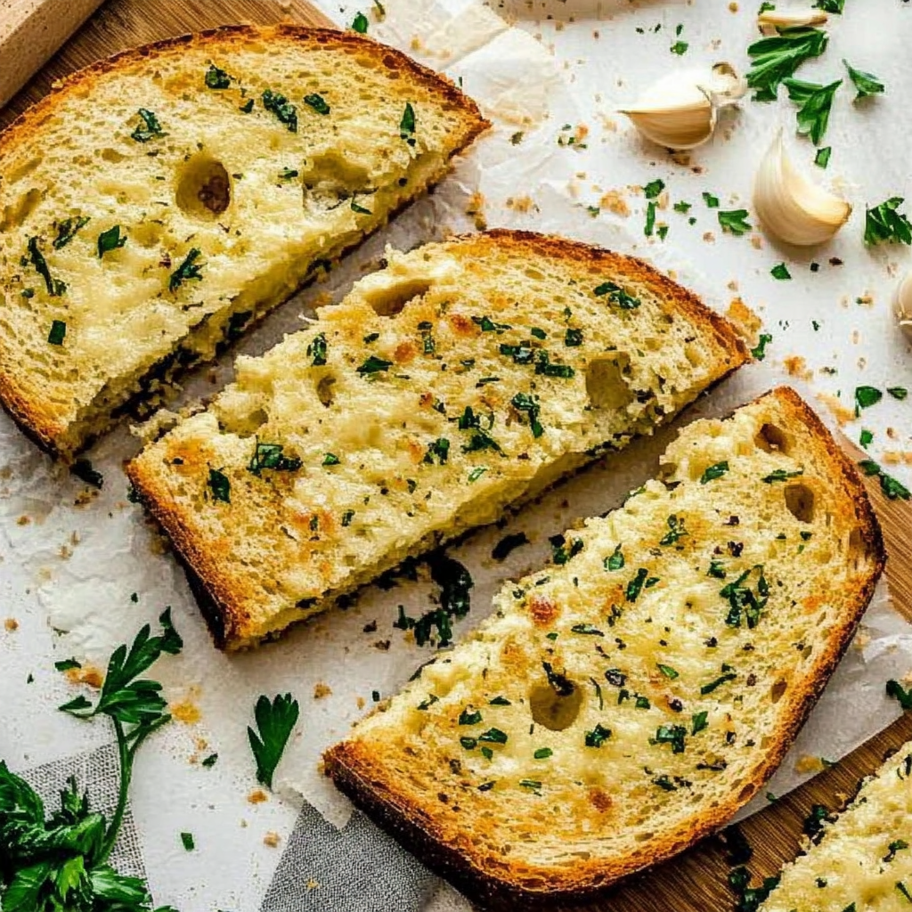 Recipe preparation for garlic bread