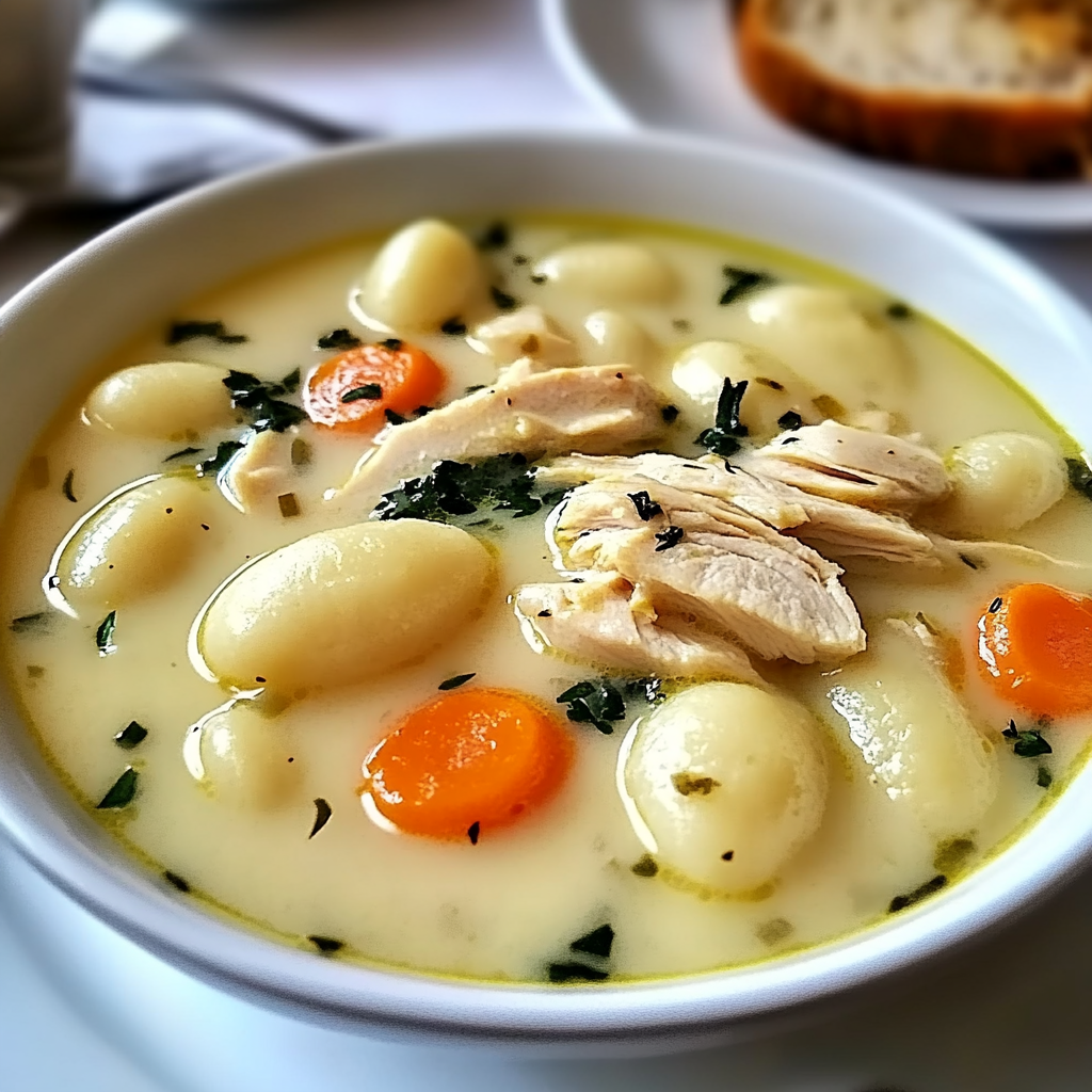 Recipe preparation for Creamy Gnocchi Chicken Soup