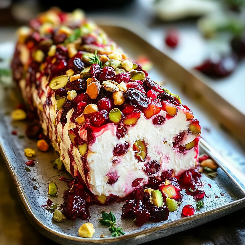 Recipe preparation for Easy Cranberry Pistachio Cheese Log