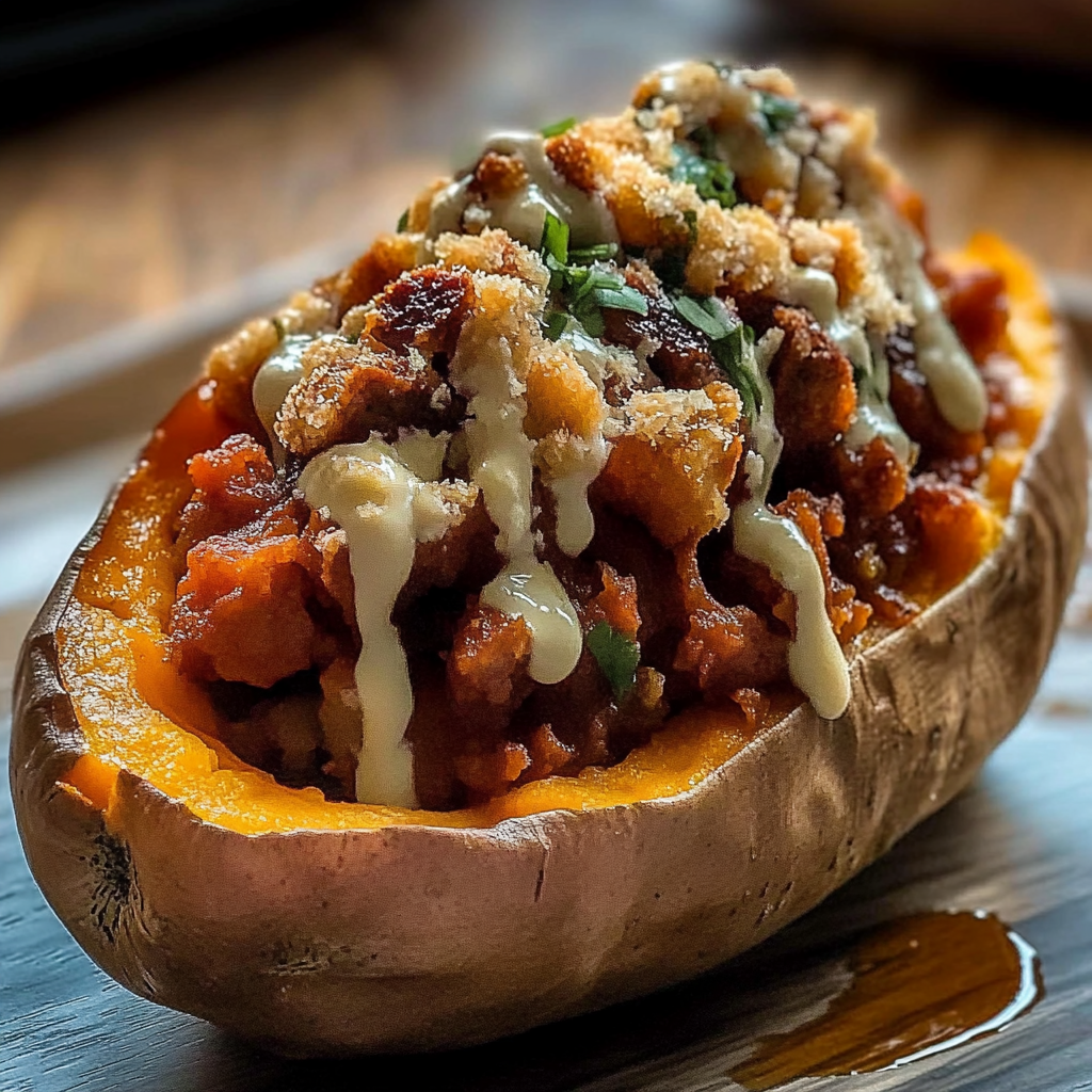 Recipe preparation for Apple Spiced Stuffed Sweet Potatoes