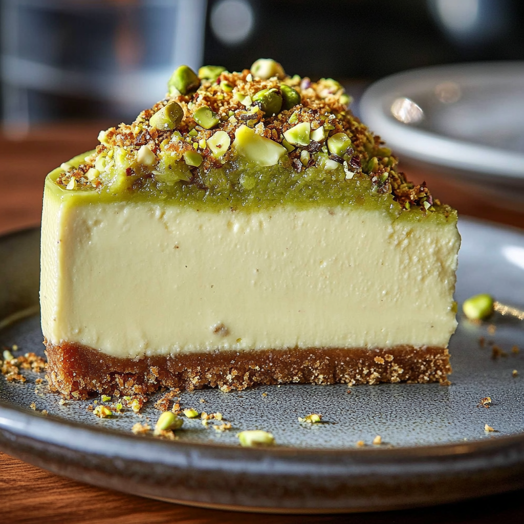 Recipe preparation for Pistachio Cheesecake With Topping