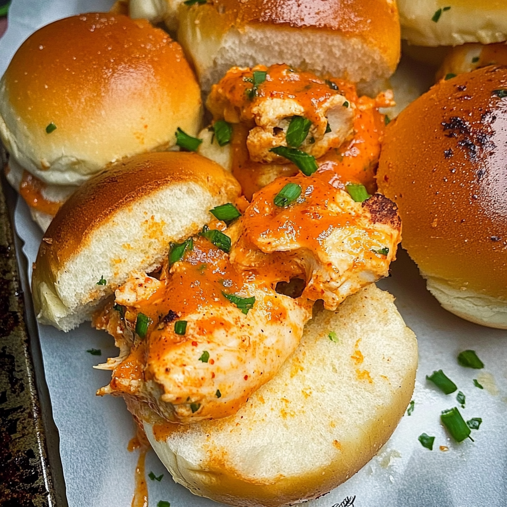 Recipe preparation for Spicy Buffalo Chicken Sliders