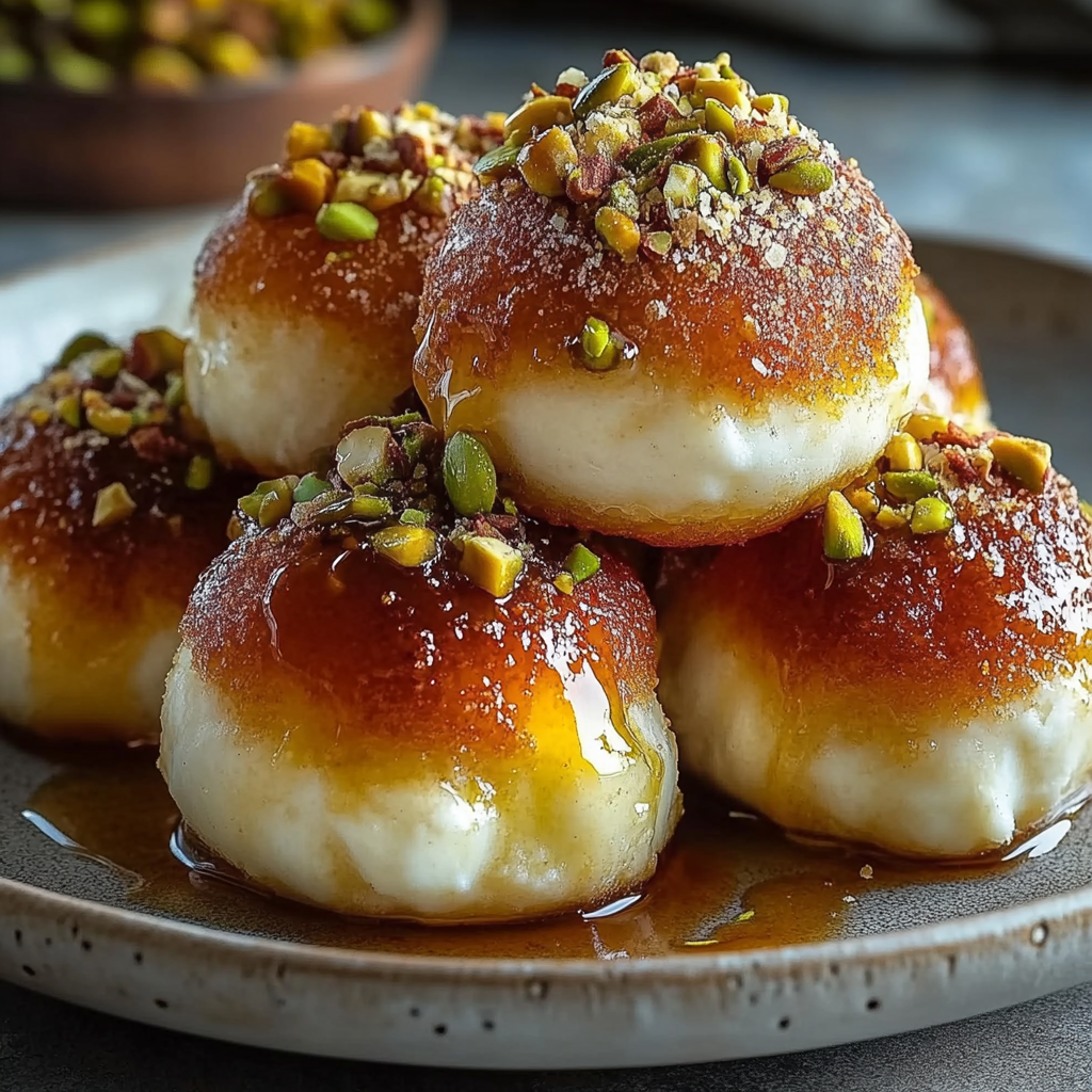 Recipe preparation for Ricotta Pistachio Honey Bites