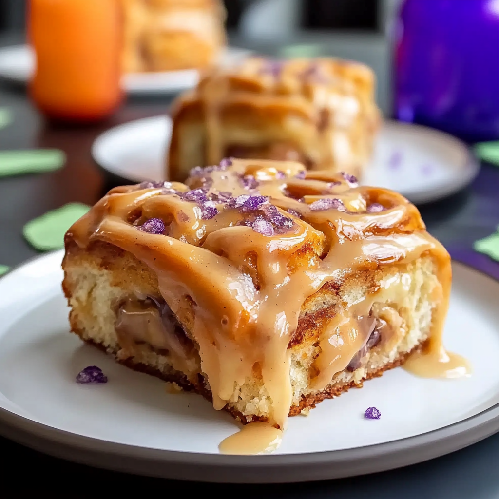 Recipe preparation for Halloween Cinnamon Rolls Recipe