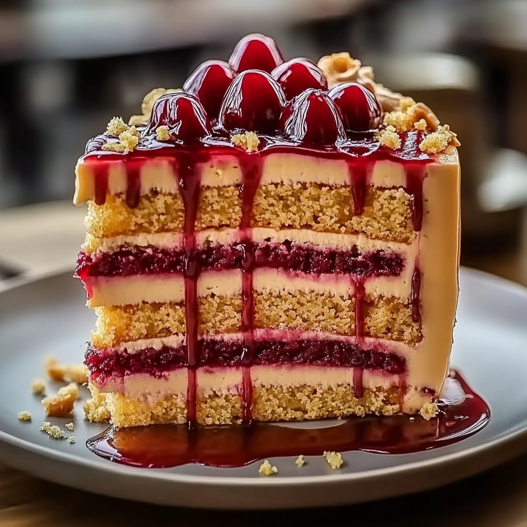 Recipe preparation for Peanut Butter & Jelly Cake
