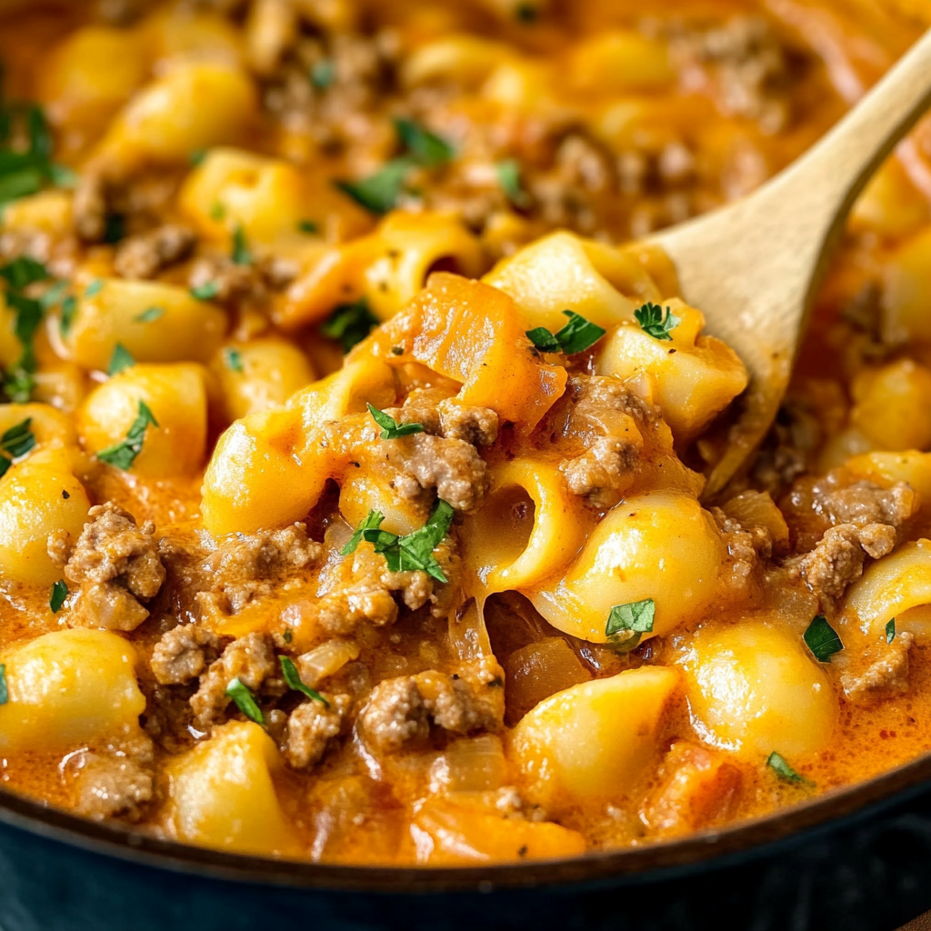 Recipe preparation for cheesy taco pasta