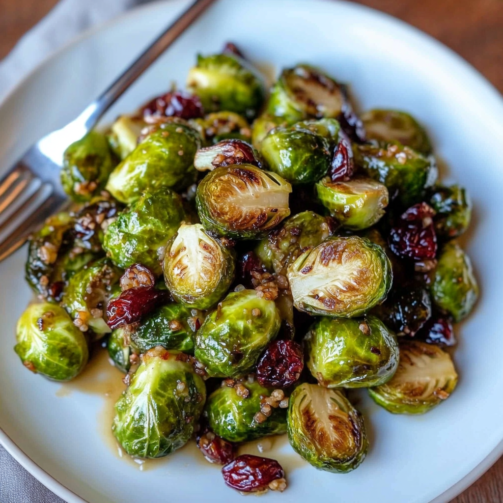 Recipe preparation for Maple Glazed Brussels Sprouts