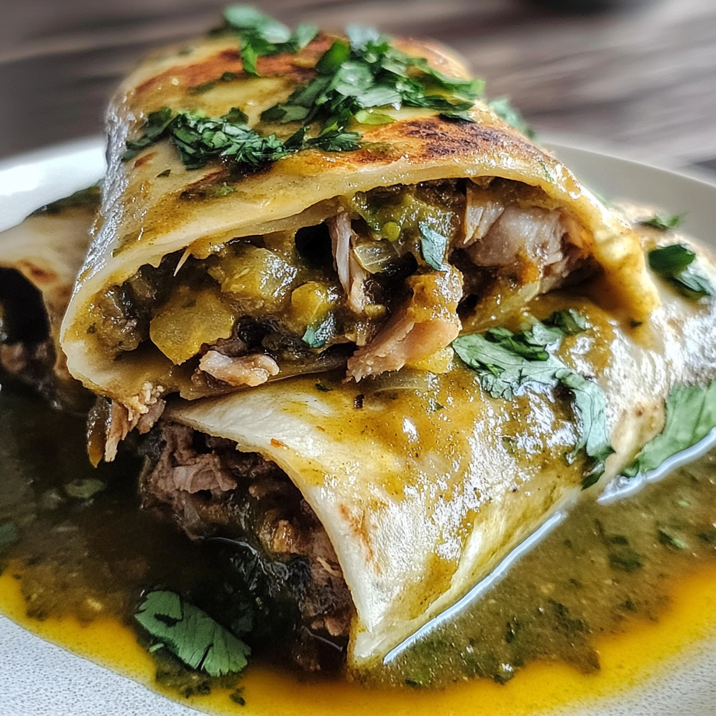 Recipe preparation for Chili Verde Hatch Burritos