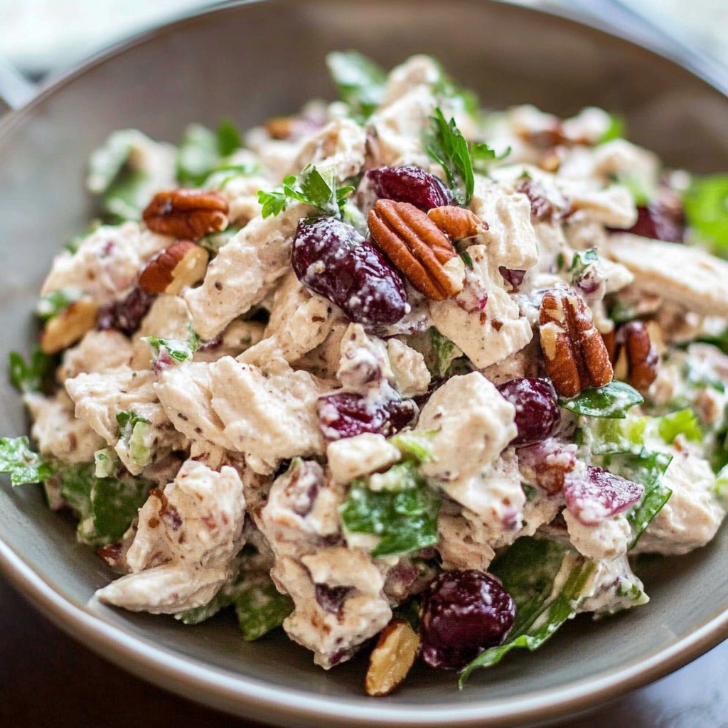 Recipe preparation for cranberry pecan chicken salad