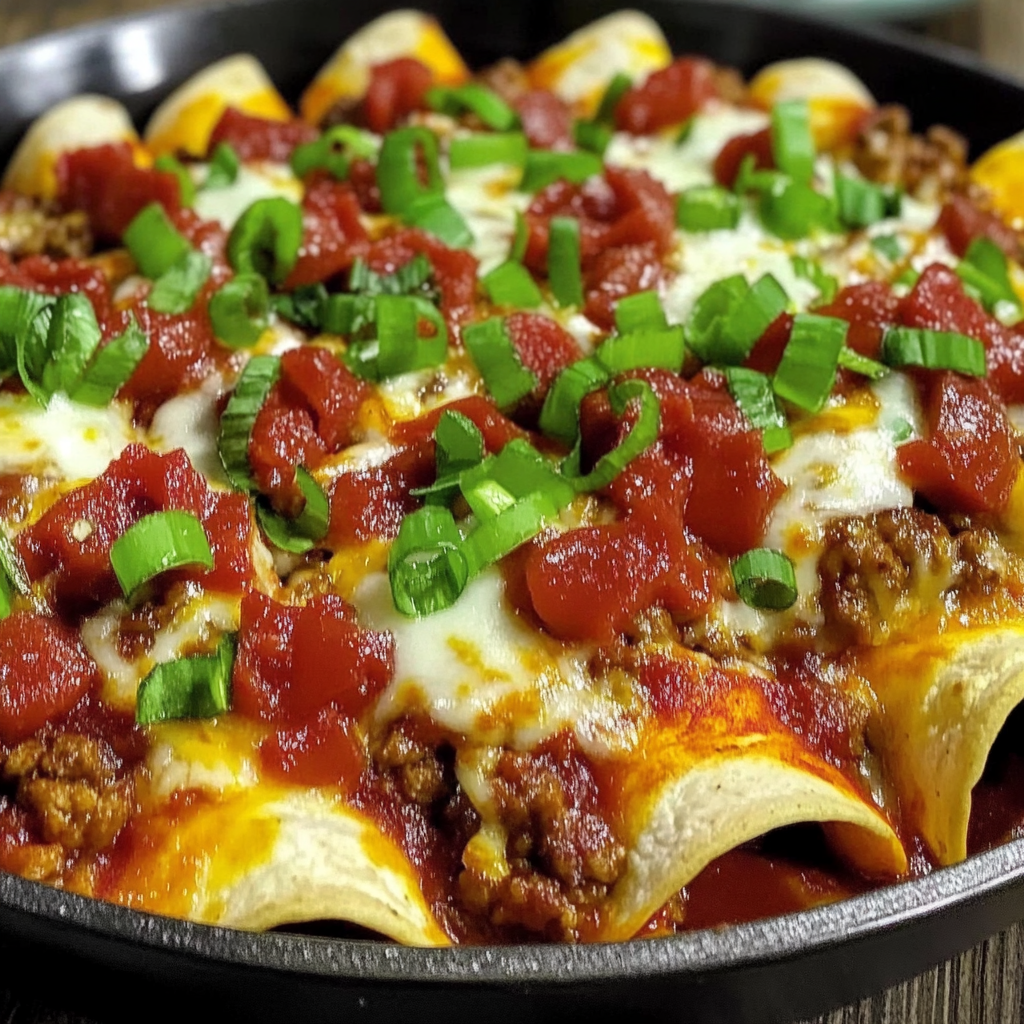 Recipe preparation for Pizza Enchiladas Beef