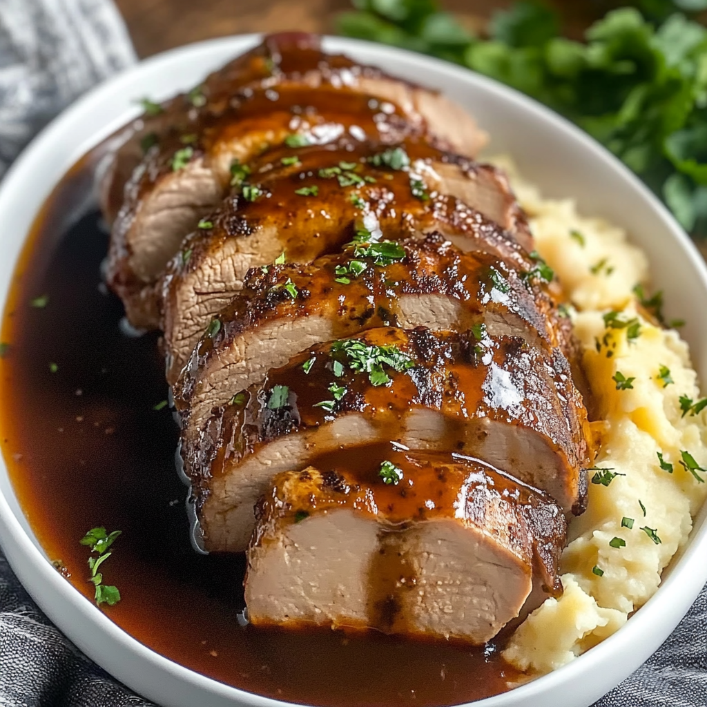 Recipe preparation for Glazed Slow Cooker Pork Tenderloin