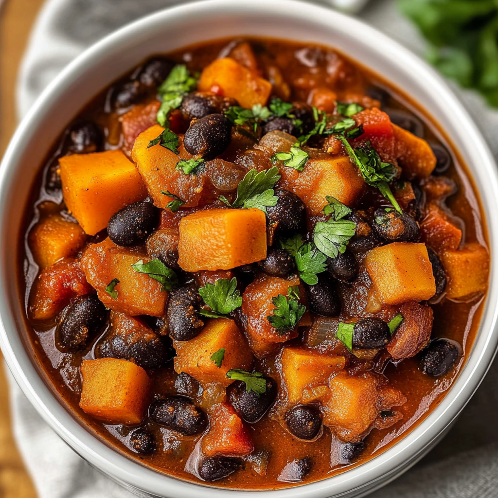 Recipe preparation for Sweet Potato Black Bean Chili
