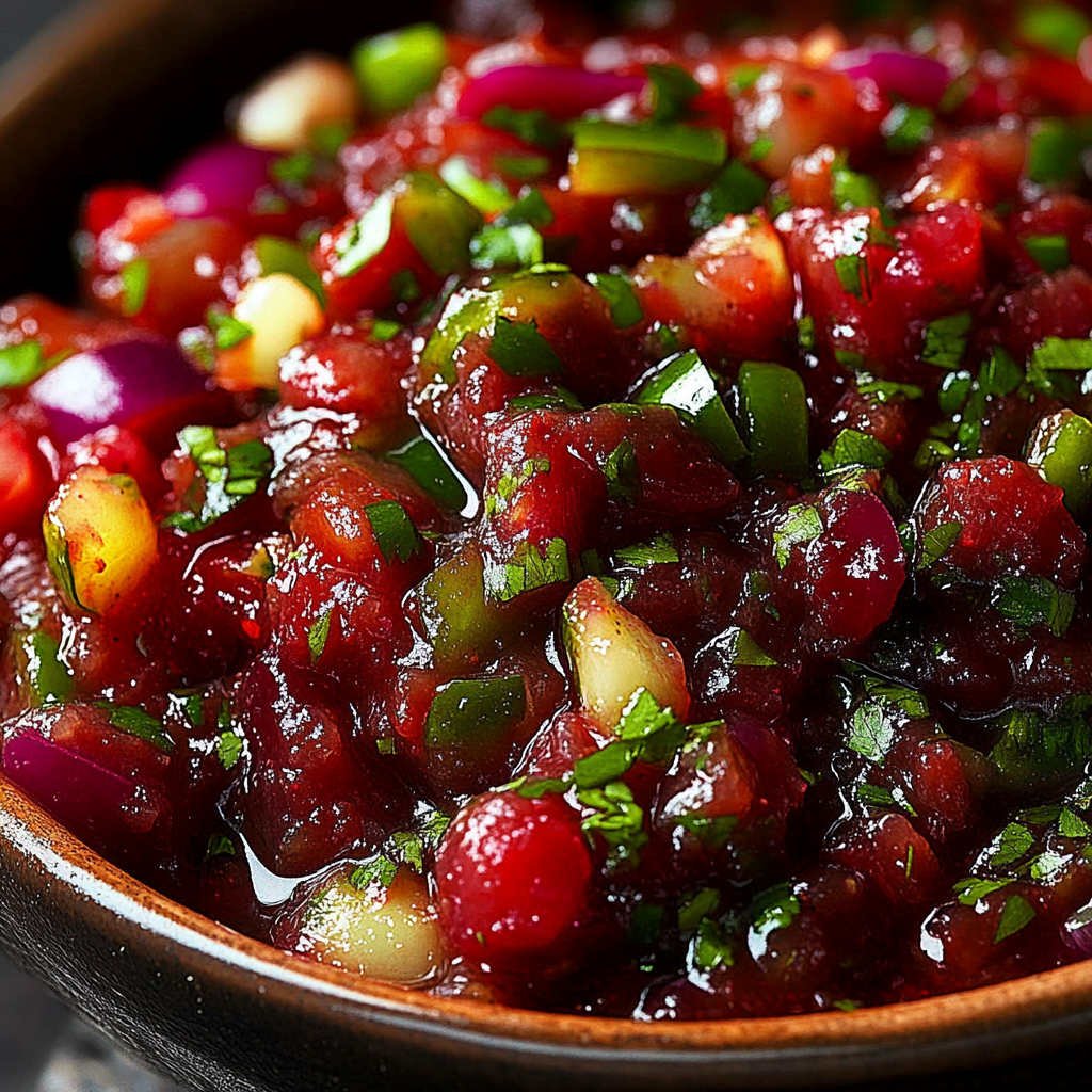Recipe preparation for Cranberry Jalapeño Salsa