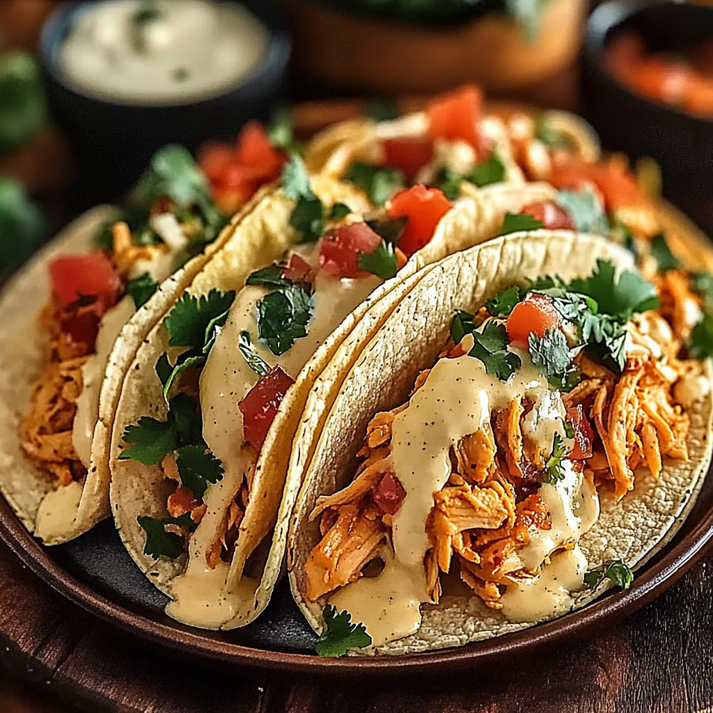 Recipe preparation for Slow Cooker Queso Chicken Tacos