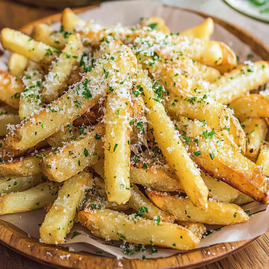 Recipe preparation for Crispy Garlic Parmesan Fries