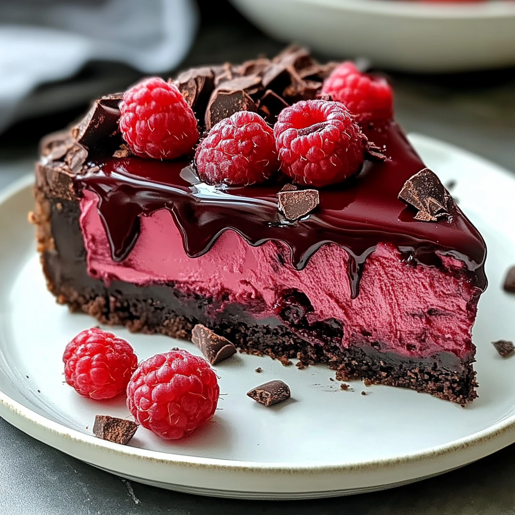 Recipe preparation for Rich Dark Chocolate Raspberry Cheesecake