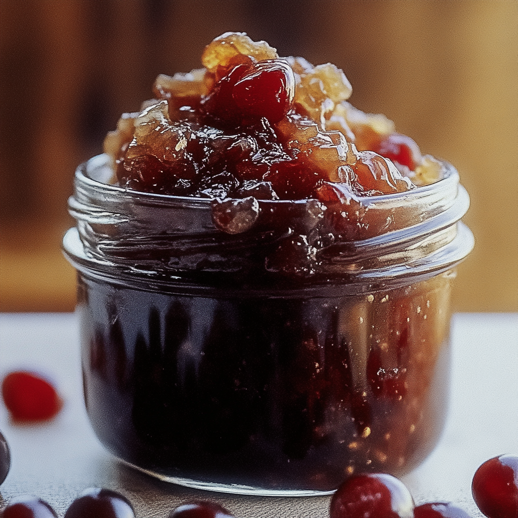 Recipe preparation for Cranberry Bacon Jam