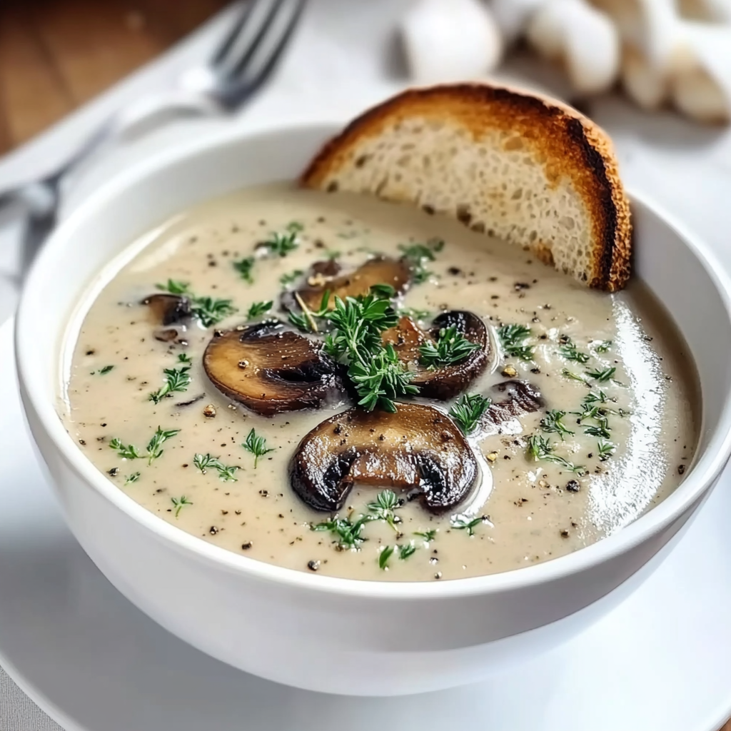 Recipe preparation for Creamy Mushroom Soup