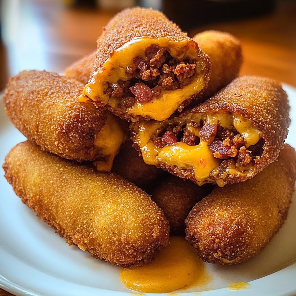Recipe preparation for Deep-Fried Turkey Bacon Cheeseburger