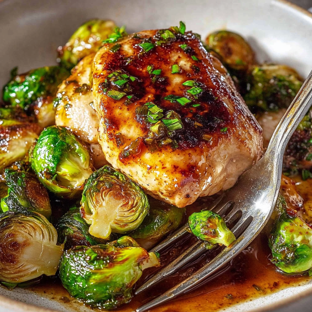 Recipe preparation for Hot Honey Chicken Brussels Sprouts