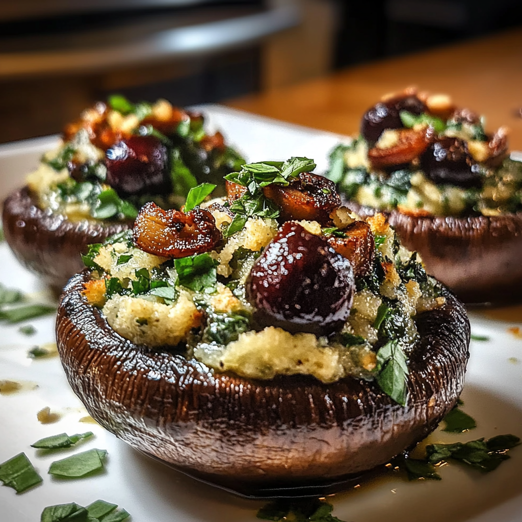Recipe preparation for Cherry-Vibe Stuffed Portobello Mushrooms
