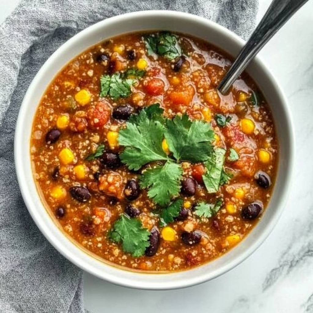 Recipe preparation for Quinoa Chili with Beans & Corn