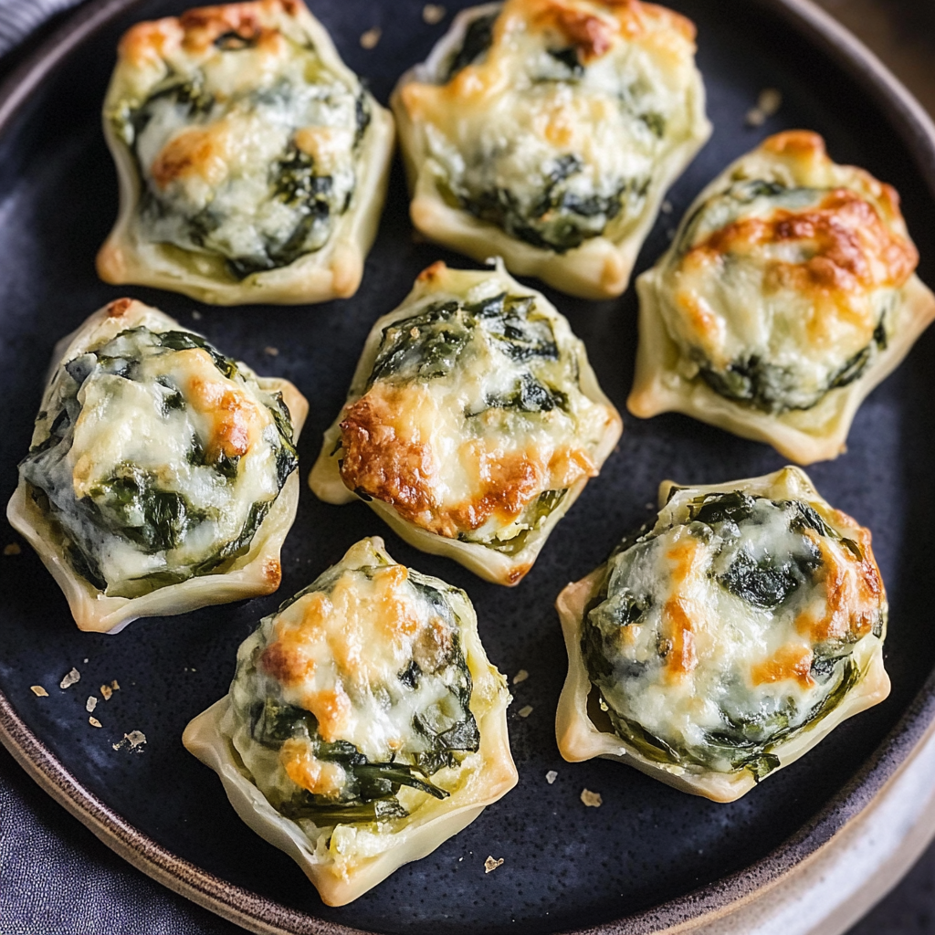 Recipe preparation for Baked Spinach Artichoke Bites
