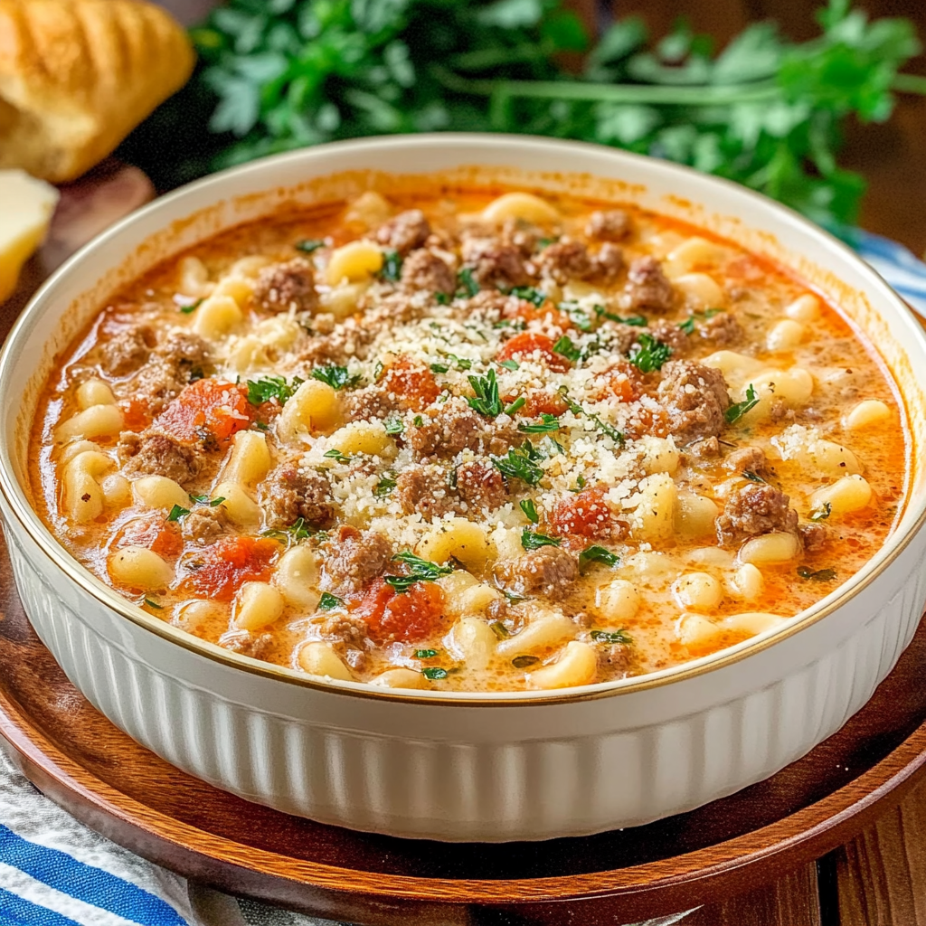Recipe preparation for Parmesan Italian Sausage Soup