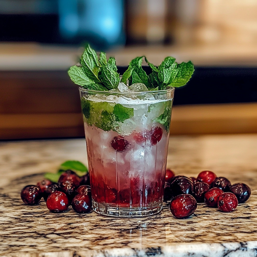 Recipe preparation for Christmas Cranberry Mojito Recipe for Festive Cheers